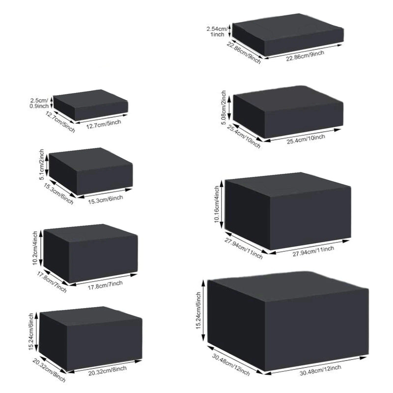 Présentoir buffet cube noir – vue détaillée matière et finition