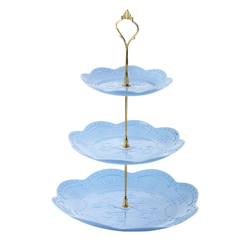 Présentoir cupcake bleu – agencement table de réception festive