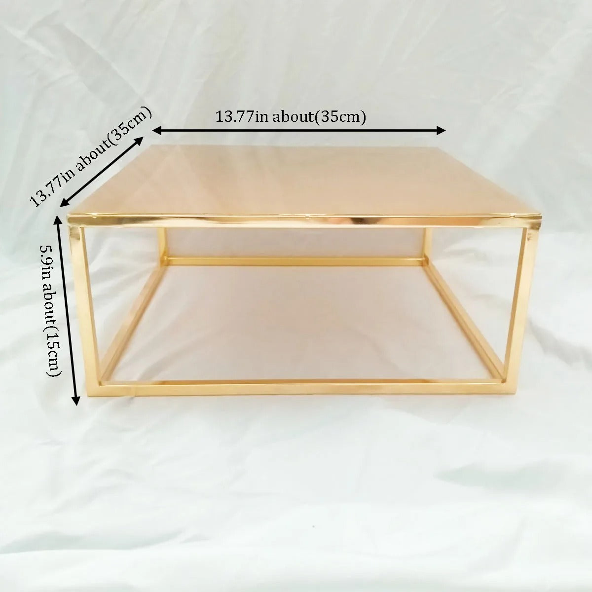 Présentoir gâteau pièce montée doré carré