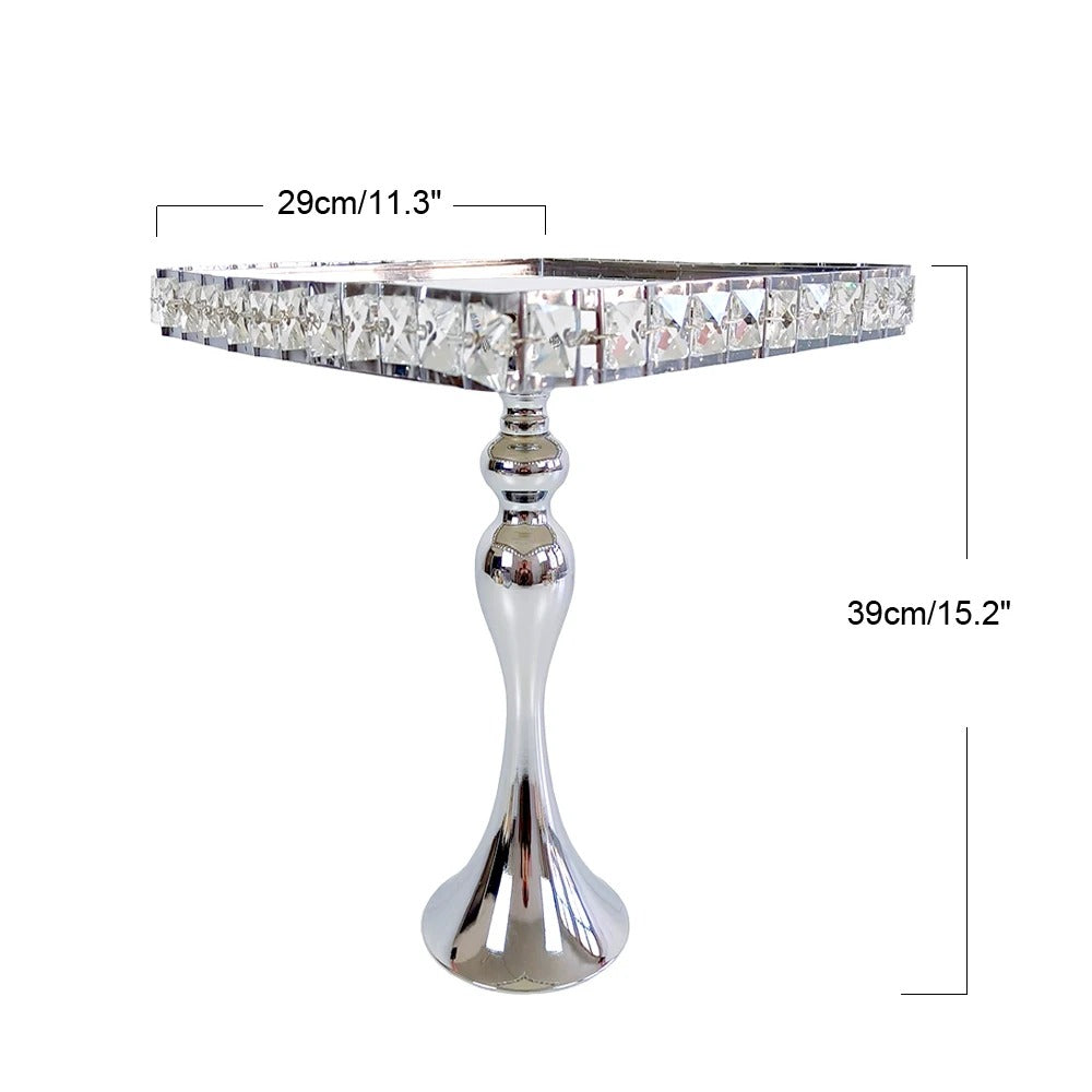 Présentoir gâteau argenté carré