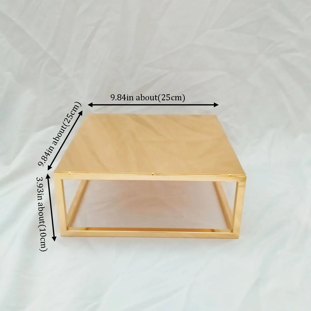 Présentoir gâteau pièce montée doré carré