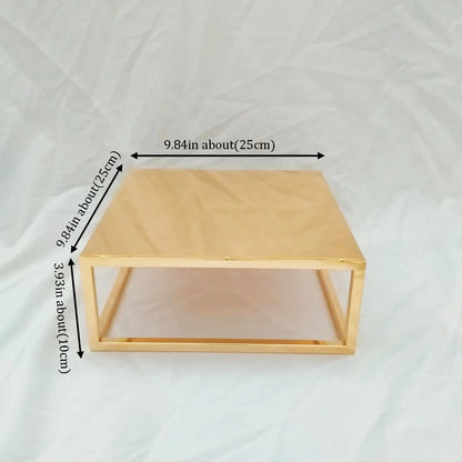 Présentoir gâteau pièce montée doré carré