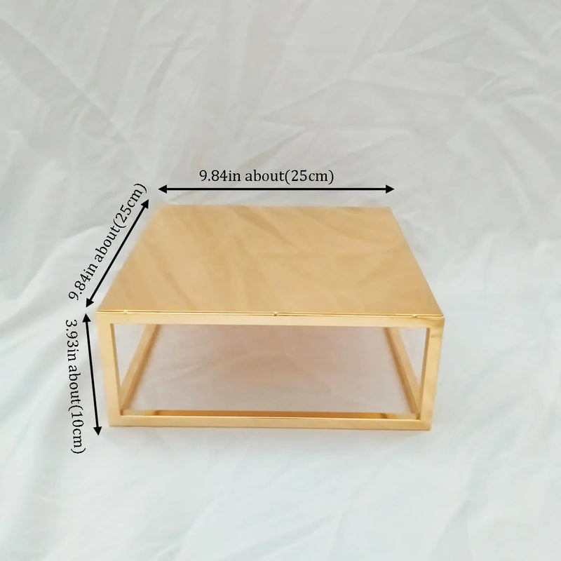 Présentoir gâteau pièce montée doré carré – agencement table de réception festive