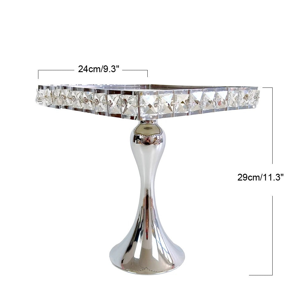 Présentoir gâteau argenté carré