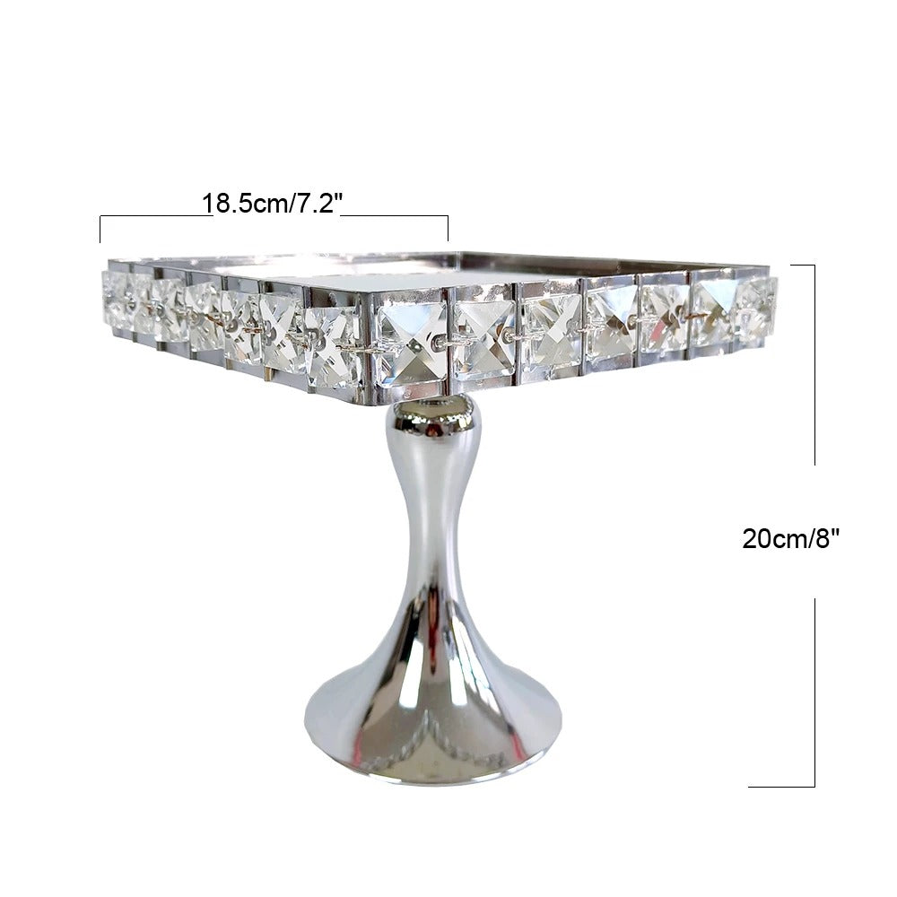 Présentoir gâteau argenté carré