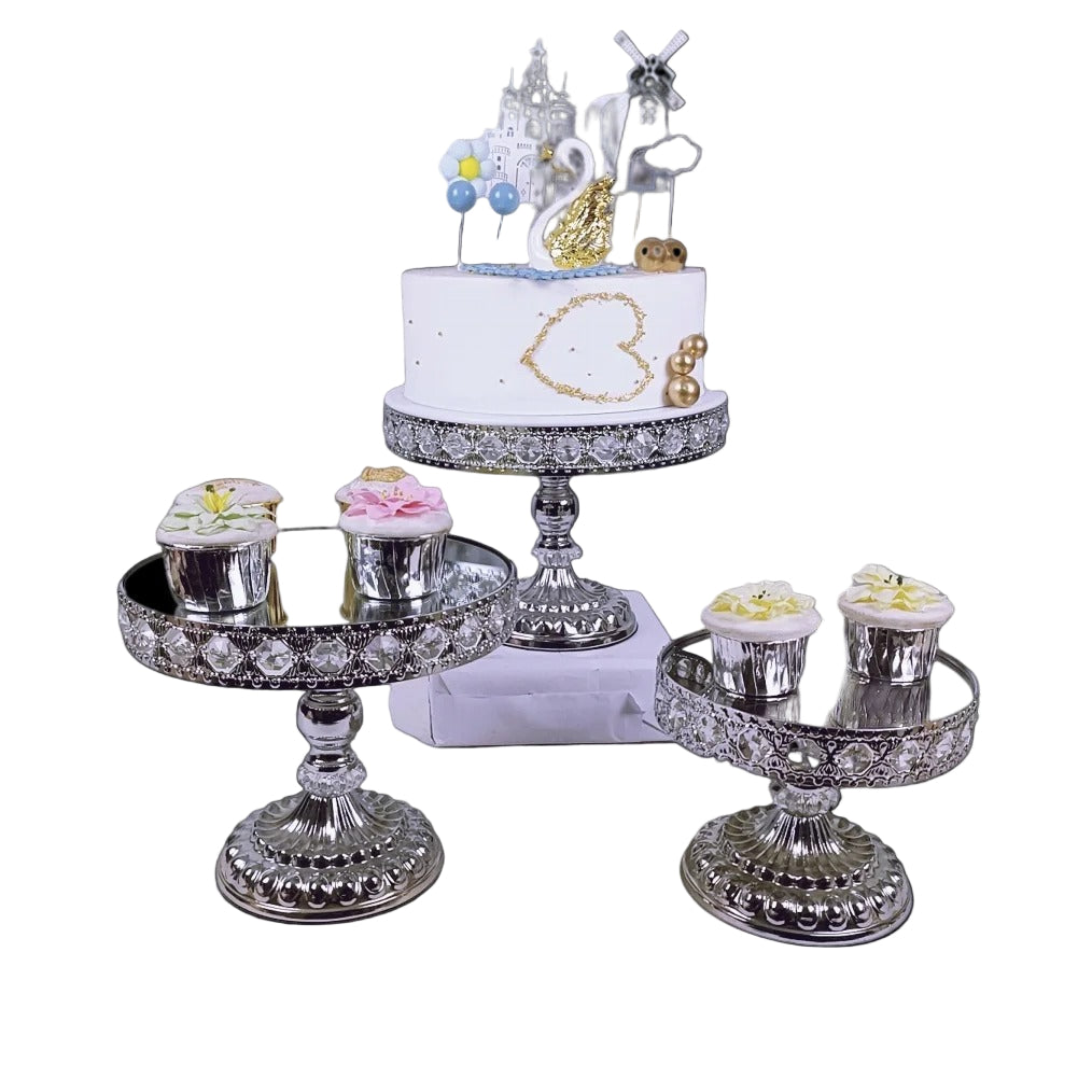 Présentoir gâteau argenté